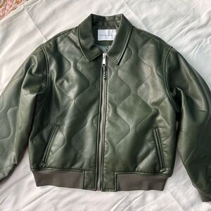 Green Quilted Leather Jacket